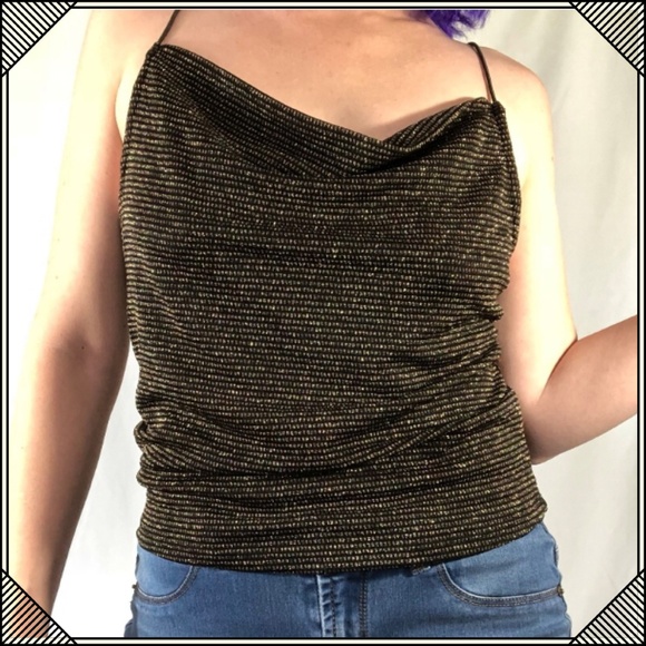 Leith Tops - * Sexy * Metallic Sleeveless Gold Party Top * NEW